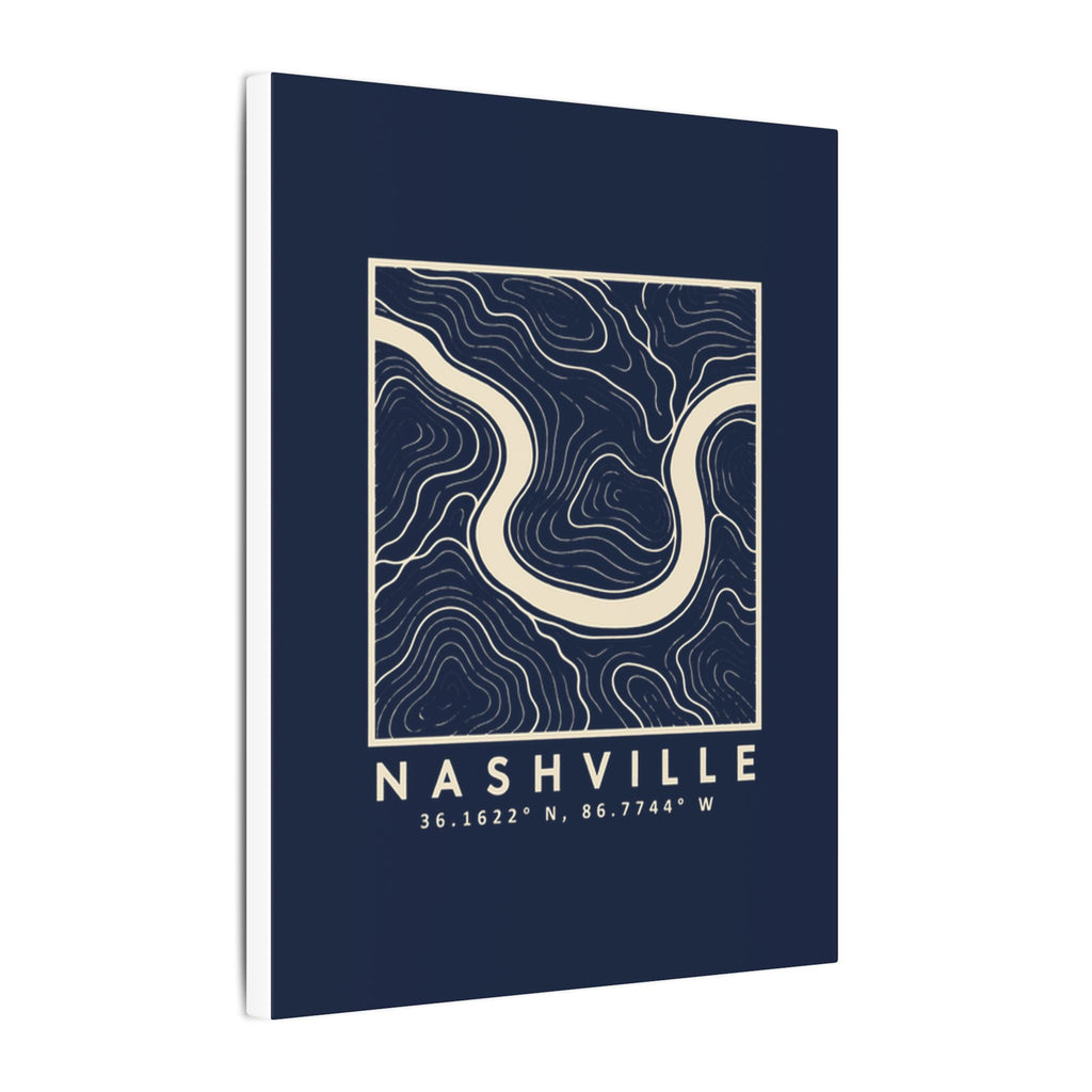 Nashville Topo Map Canvas Print (Navy)