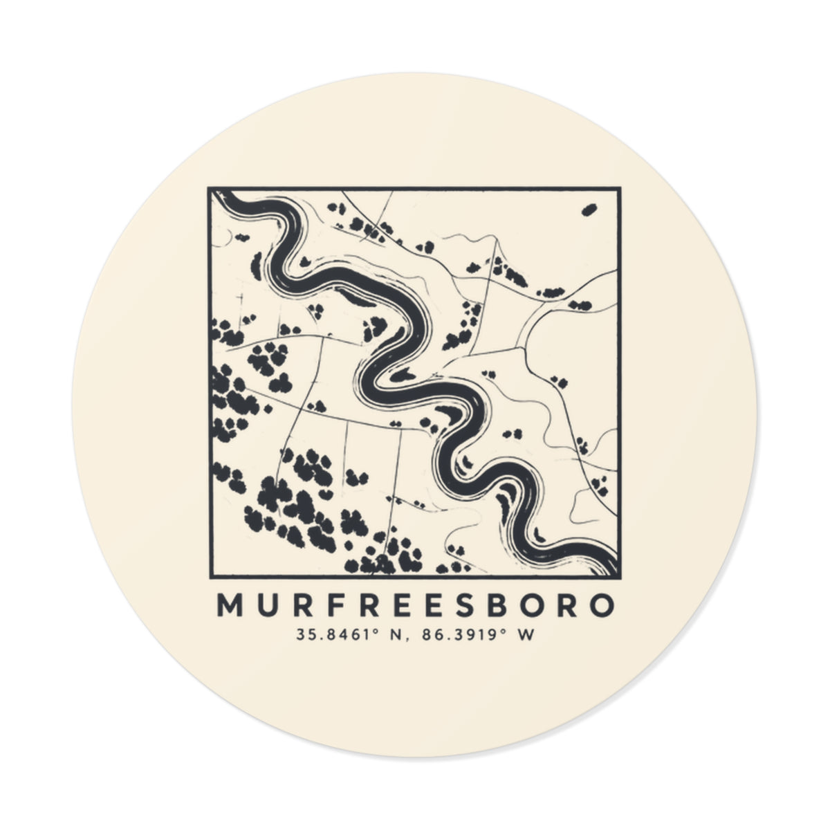 Murfreesboro Topo Map Sticker