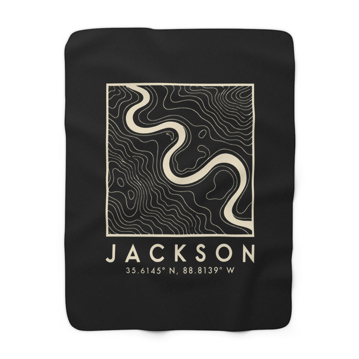 Jackson Topo Map Sherpa Blanket (Black)