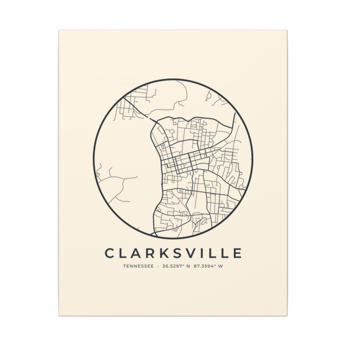 Clarksville Street Map Canvas Print