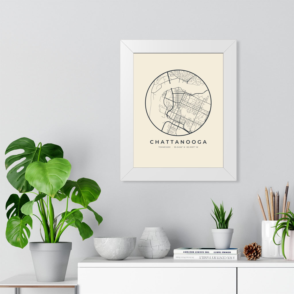 Chattanooga Street Map Framed Print