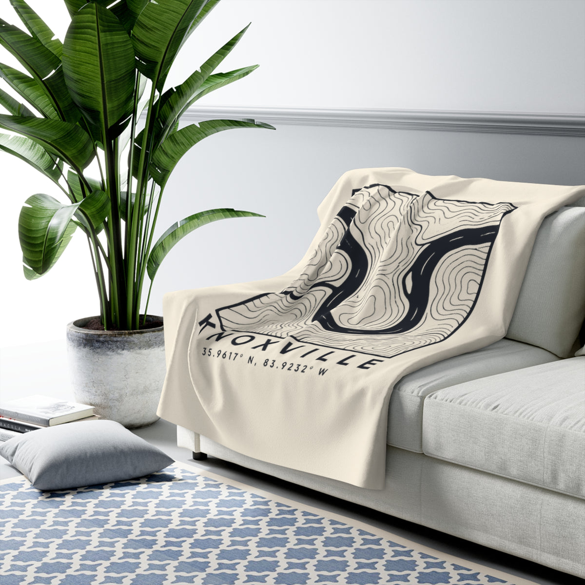 Knoxville Topo Map Sherpa Blanket
