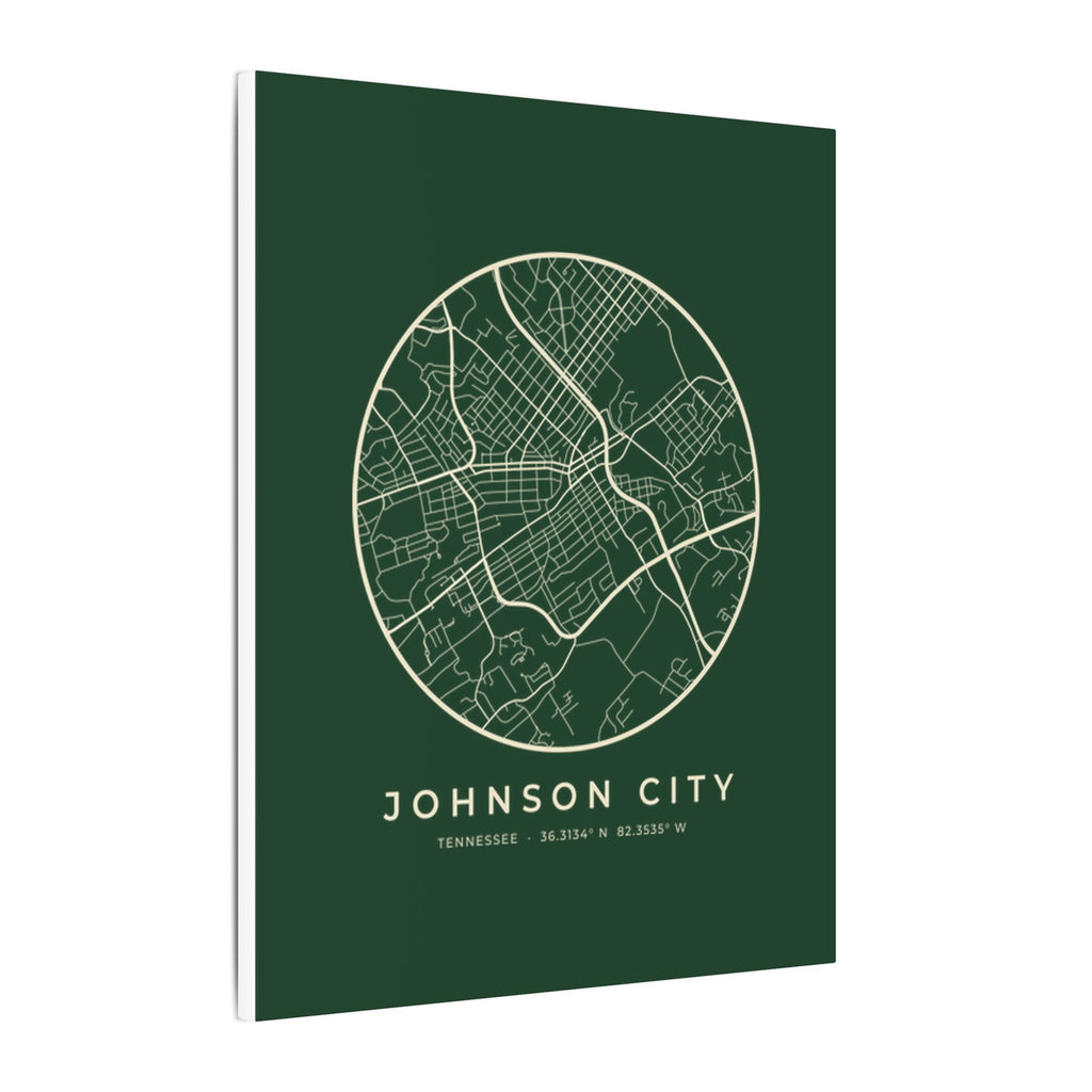 Johnson City Street Map Canvas Print (Forest Green)