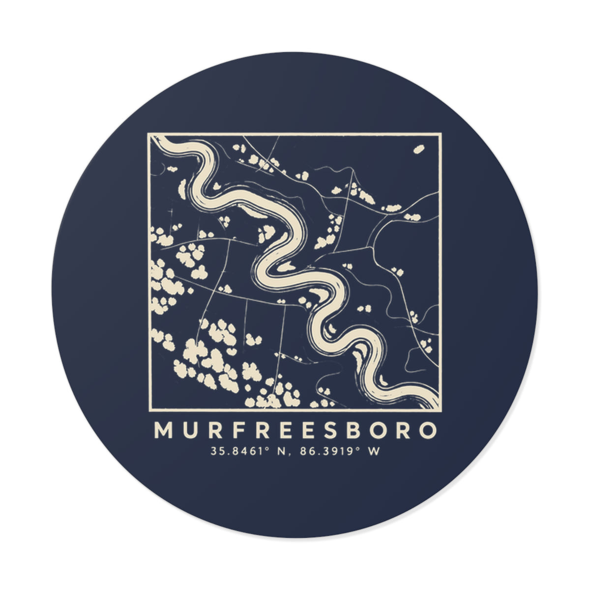 Murfreesboro Topo Map Sticker (Navy)