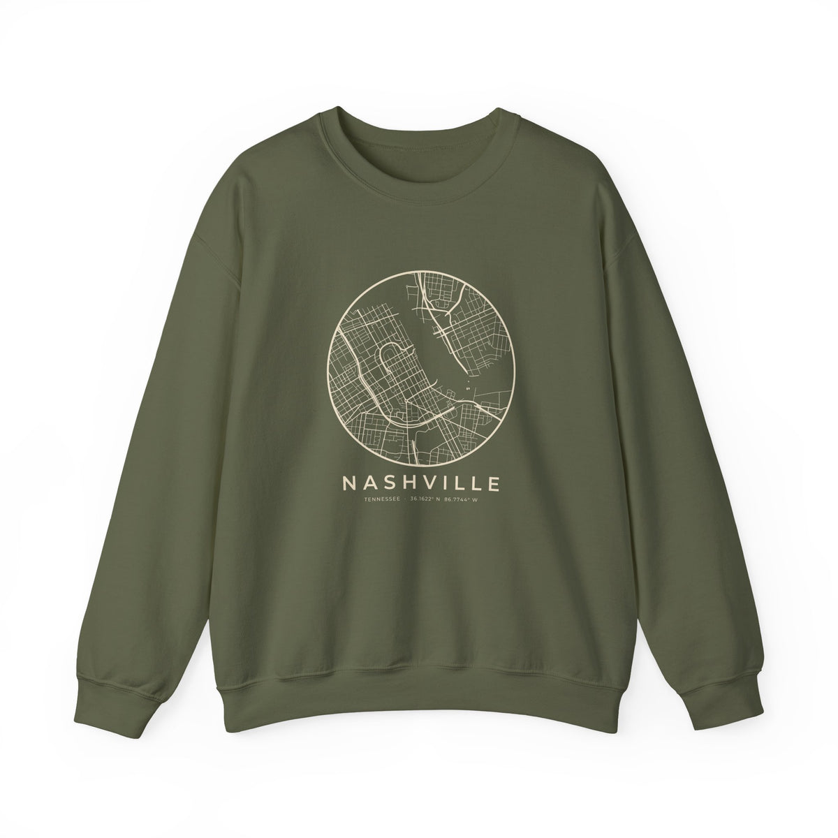 Nashville Street Map Crewneck Sweatshirt