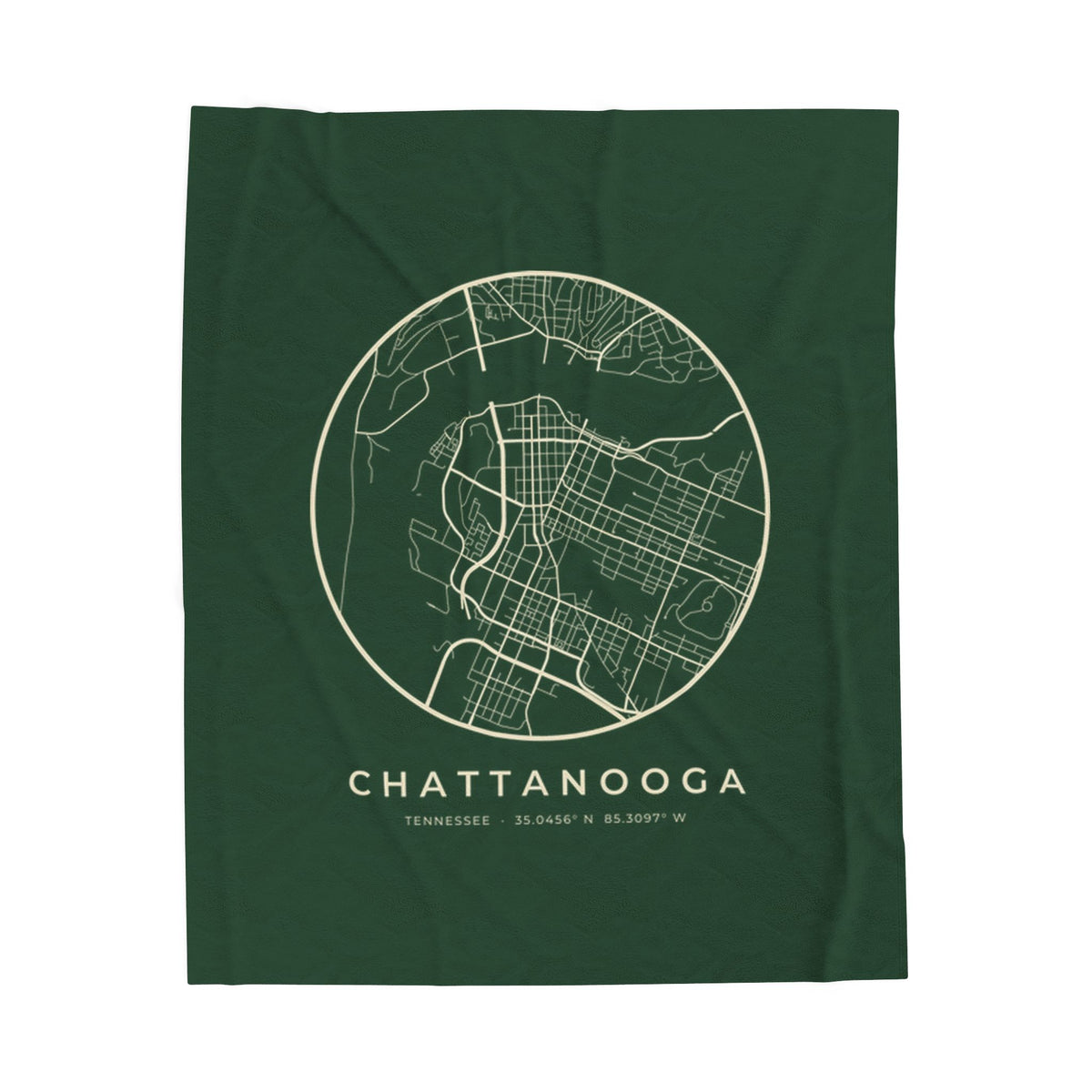 Chattanooga Street Map Blanket (Forest Green)