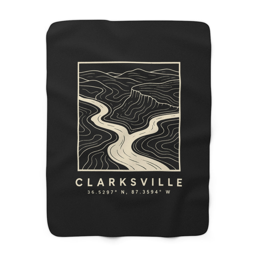 Clarksville Topo Map Sherpa Blanket (Black)
