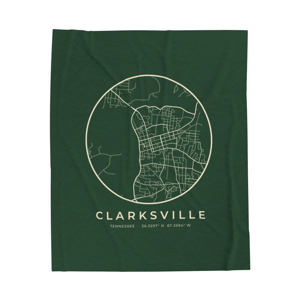 Clarksville Street Map Blanket (Forest Green)