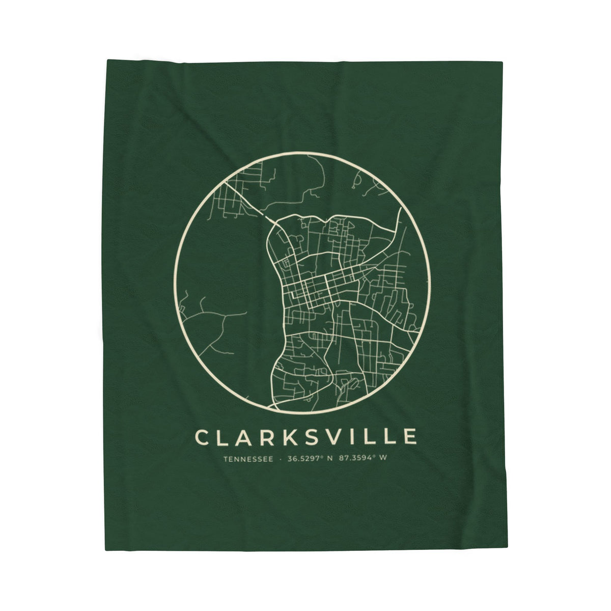 Clarksville Street Map Blanket (Forest Green)