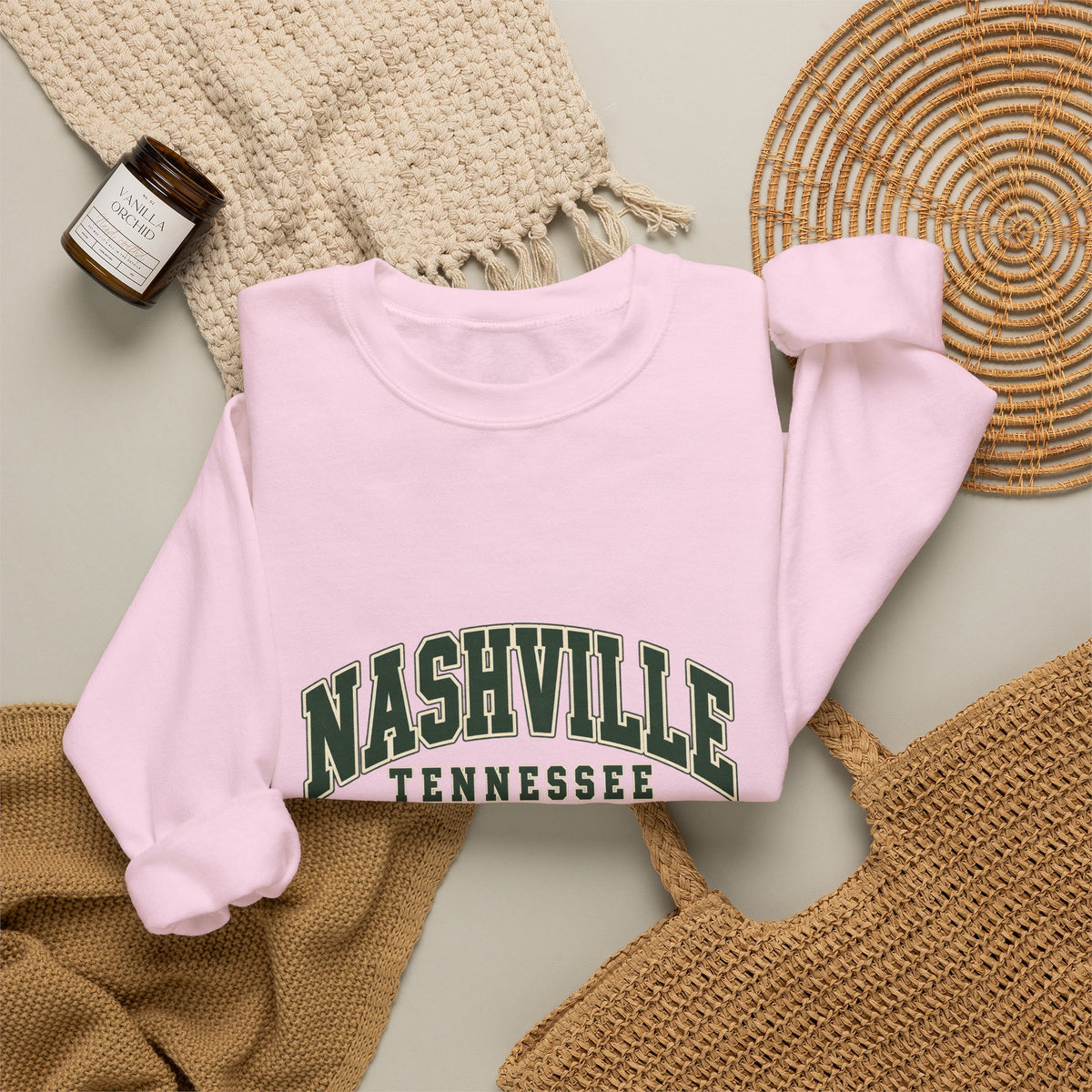 Nashville Vintage Varsity Crewneck Sweatshirt