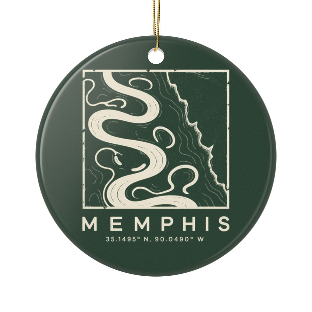Memphis Topo Map Ornament (Forest Green)