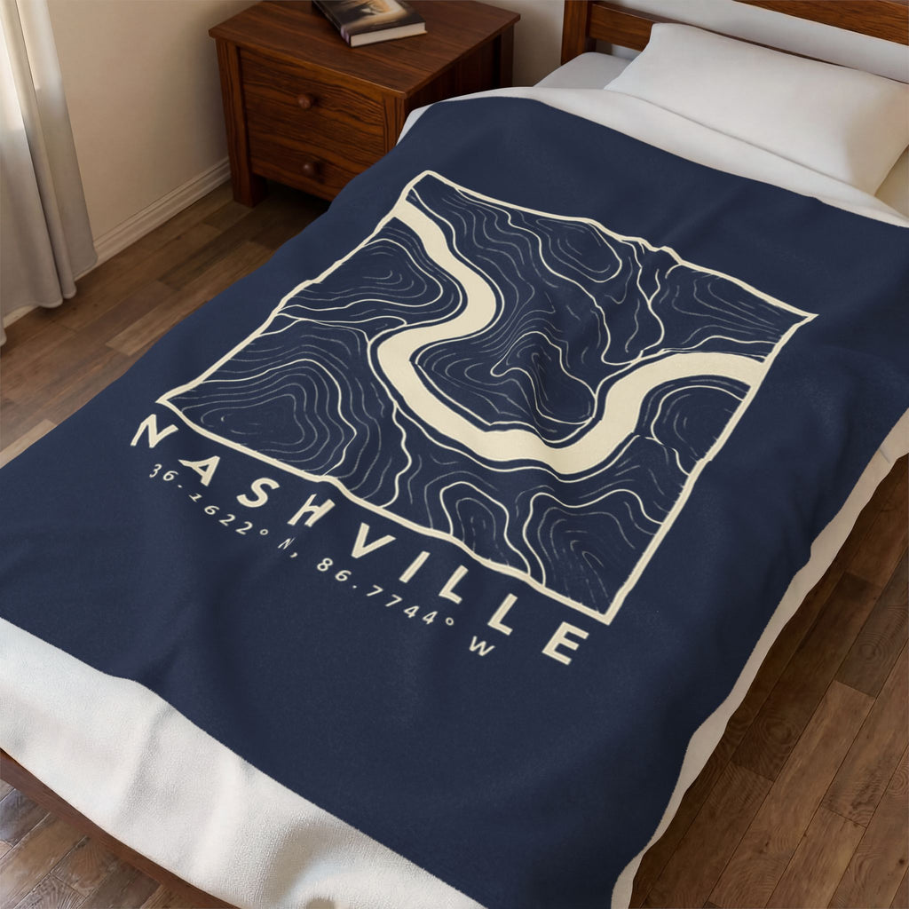Nashville Topo Map Blanket (Navy)