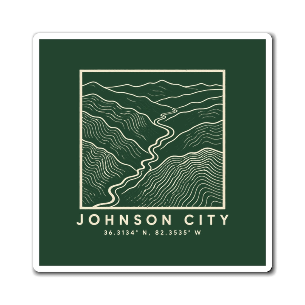 Johnson City Topo Map Magnet (Forest Green)