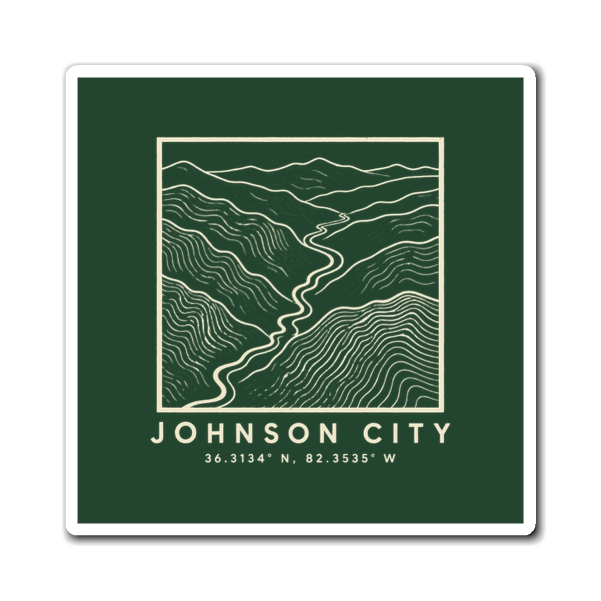 Johnson City Topo Map Magnet (Forest Green)