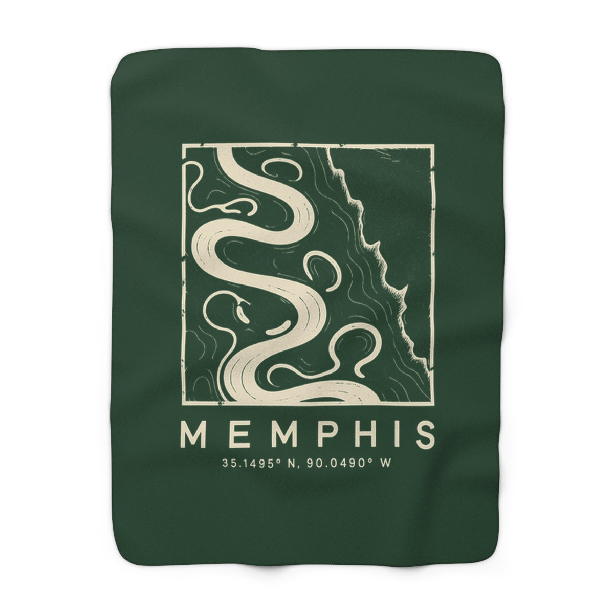 Memphis Topo Map Sherpa Blanket (Forest Green)