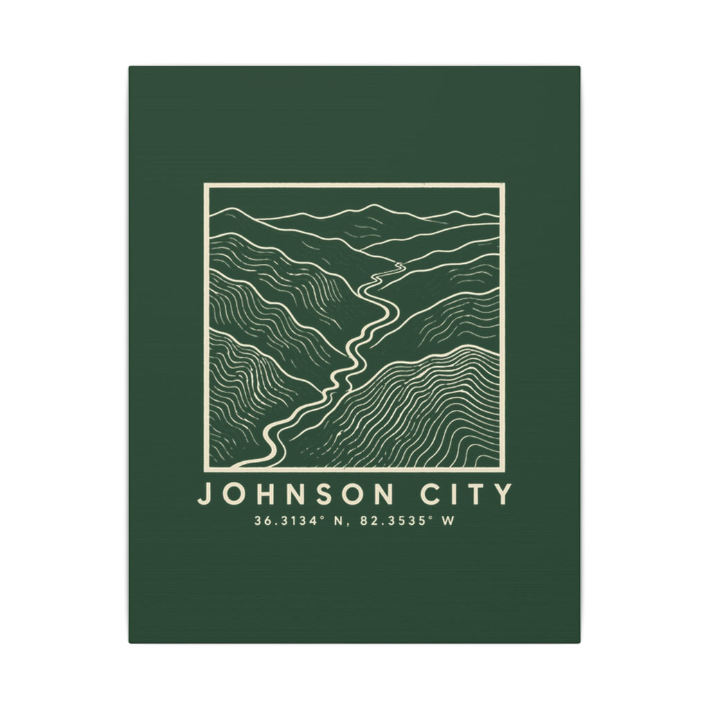 Johnson City Topo Map Canvas Print (Forest Green)