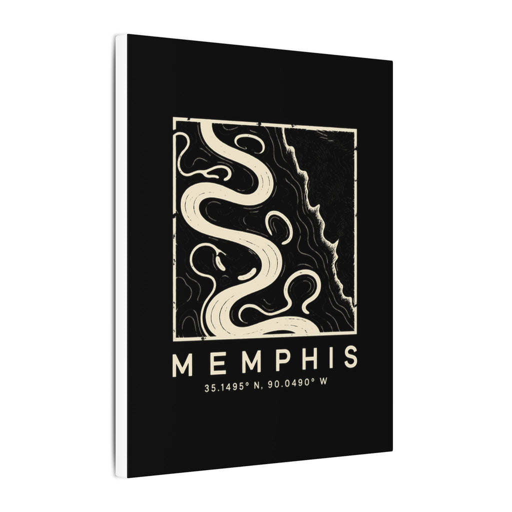 Memphis Topo Map Canvas Print (Black)