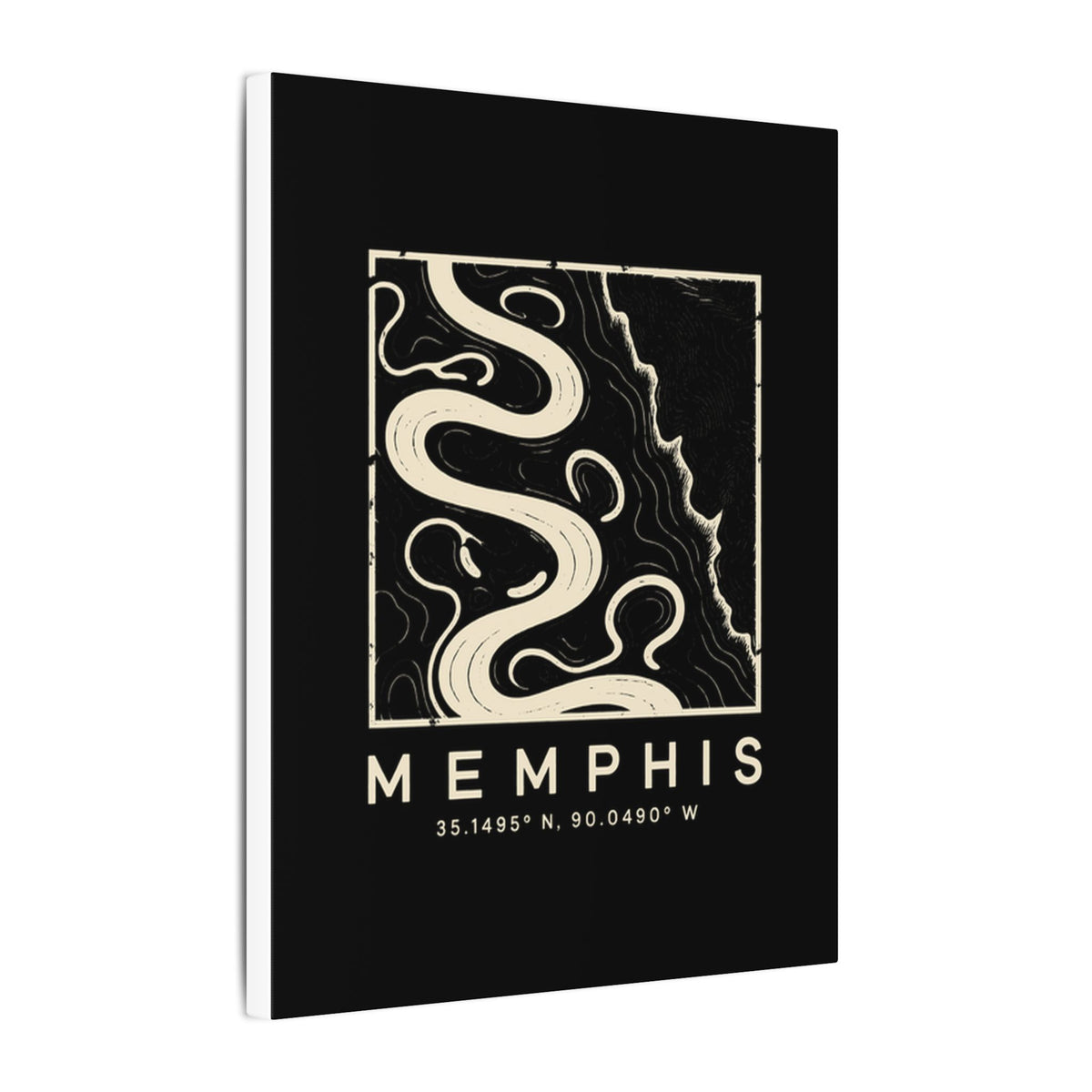 Memphis Topo Map Canvas Print (Black)