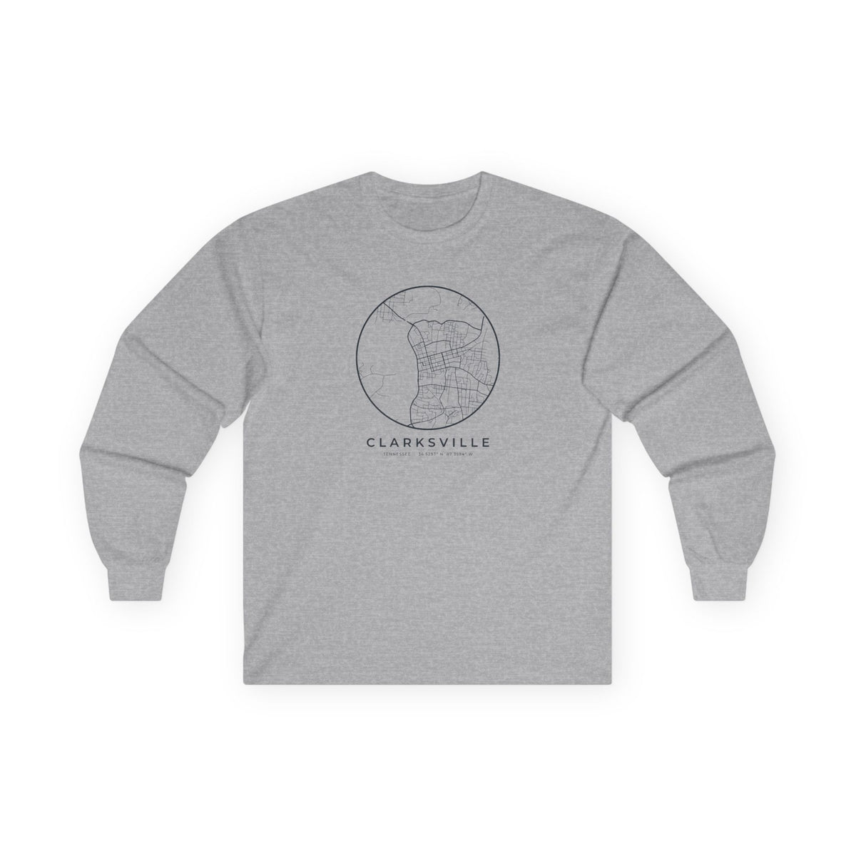Clarksville Street Map Long Sleeve T-Shirt