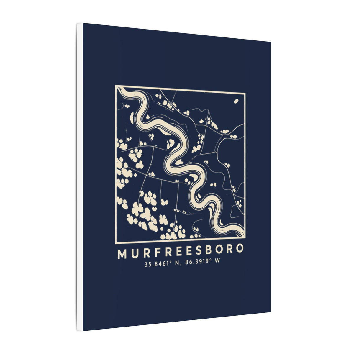 Murfreesboro Topo Map Canvas Print (Navy)