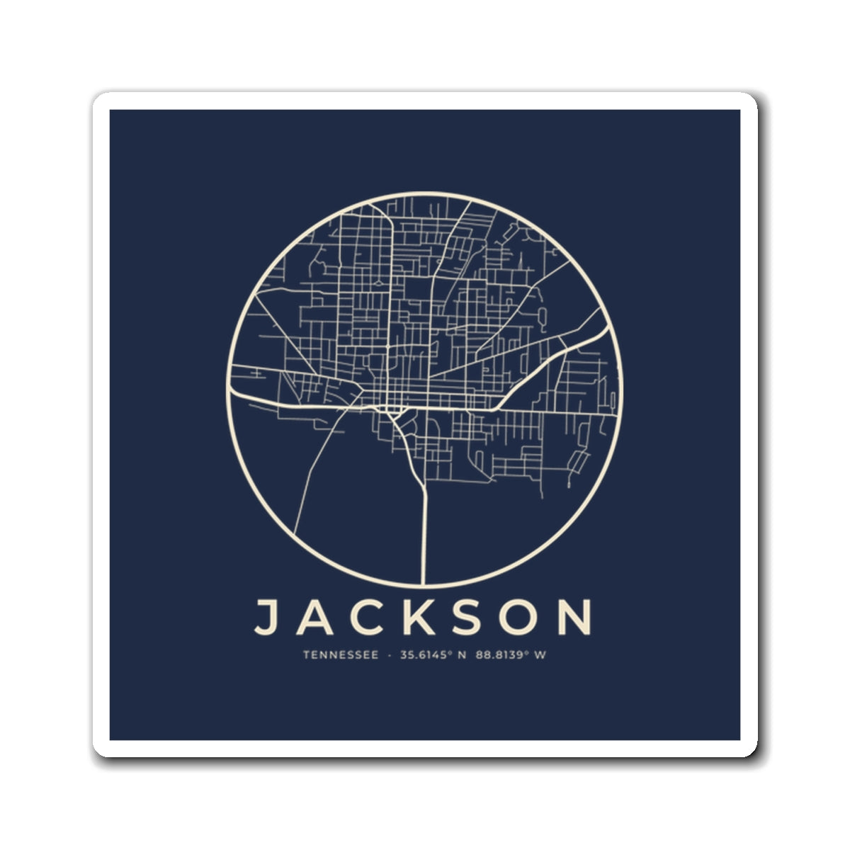 Jackson Street Map Magnet (Navy)