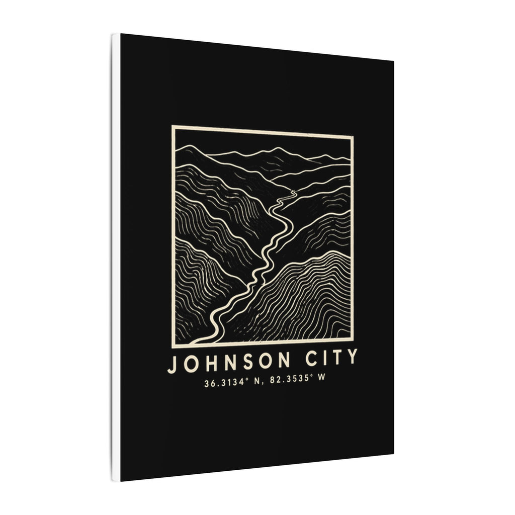 Johnson City Topo Map Canvas Print (Black)