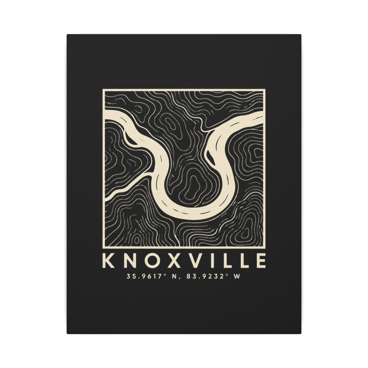 Knoxville Topo Map Canvas Print (Black)