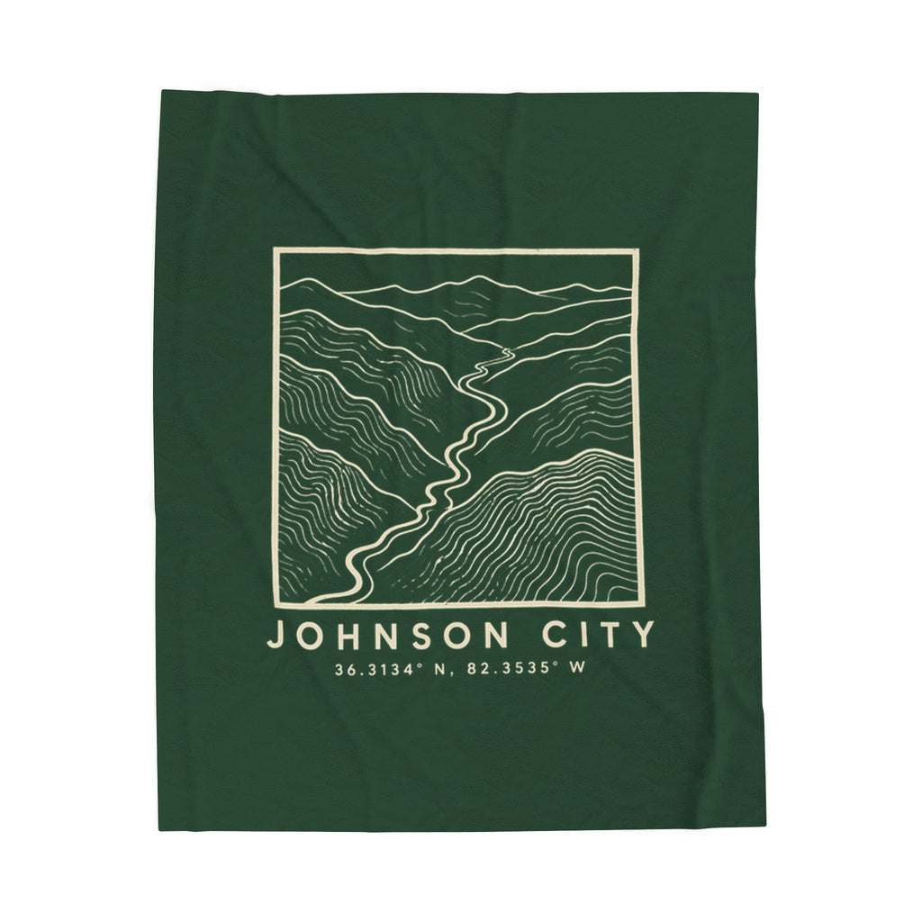 Johnson City Topo Map Blanket (Forest Green)