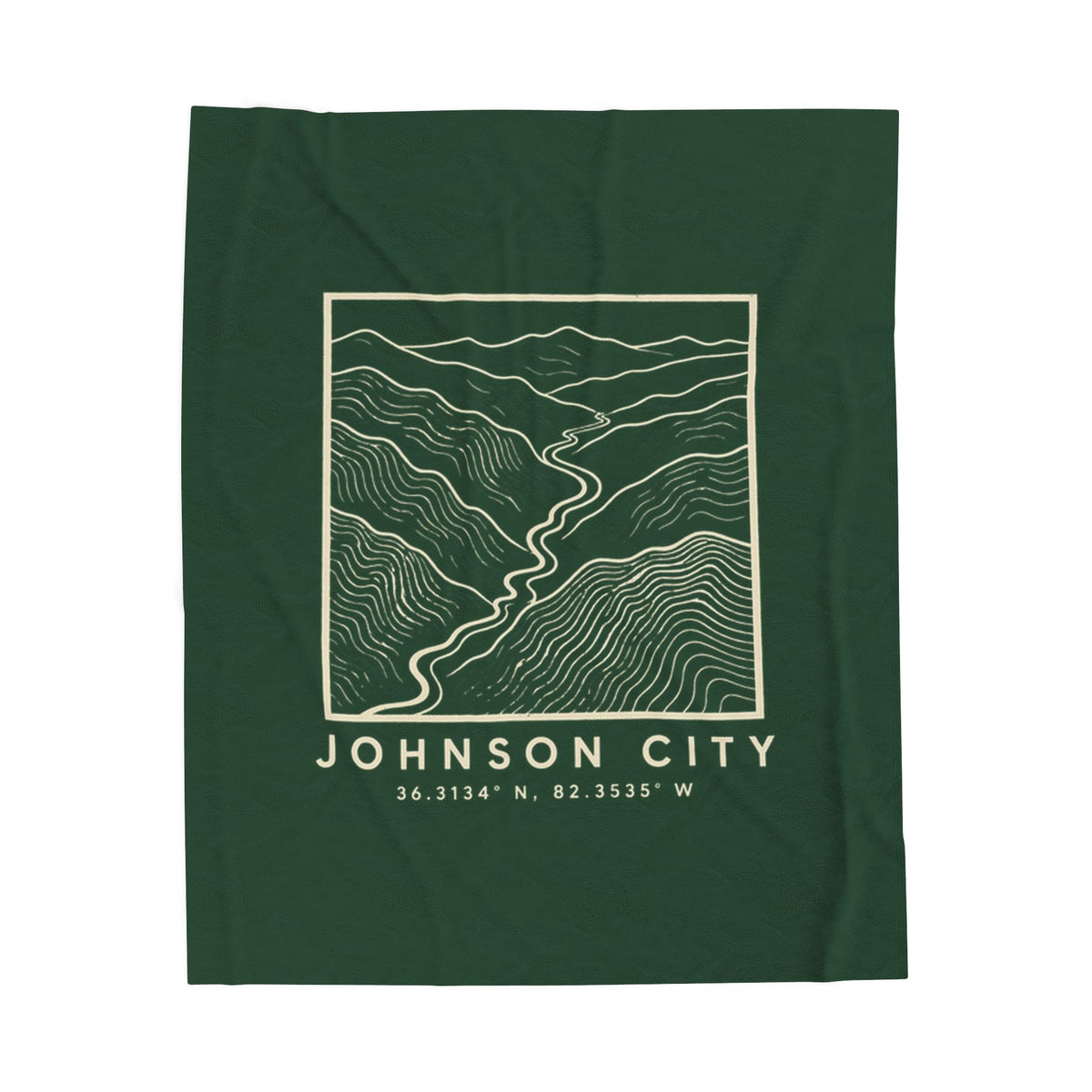 Johnson City Topo Map Blanket (Forest Green)