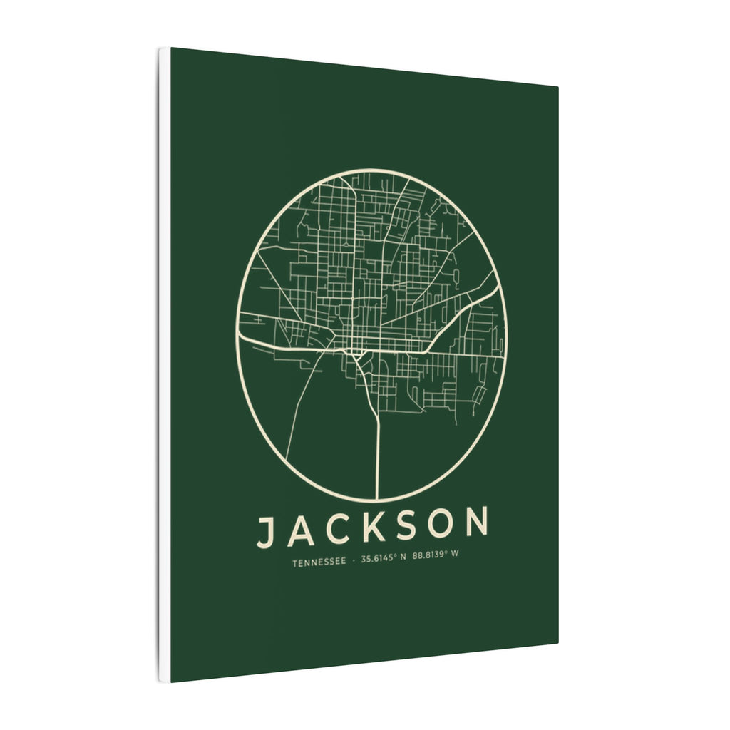 Jackson Street Map Canvas Print (Forest Green)