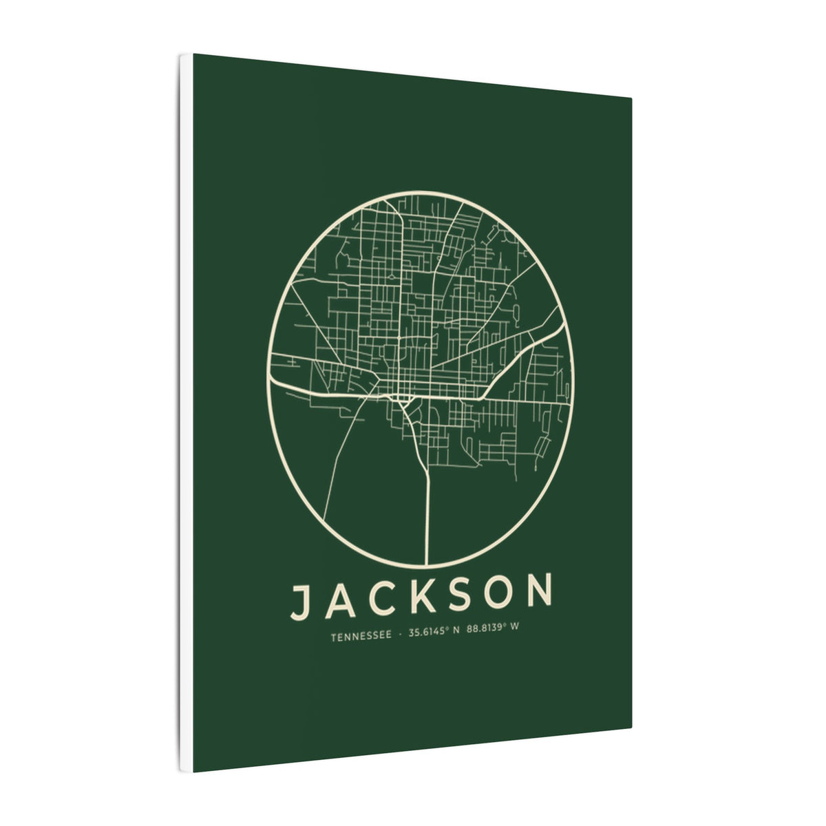 Jackson Street Map Canvas Print (Forest Green)