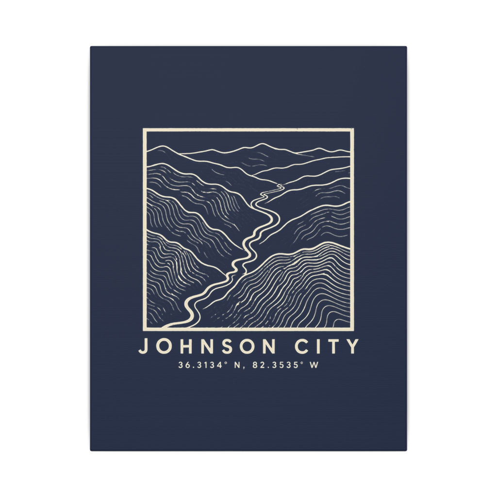 Johnson City Topo Map Canvas Print (Navy)