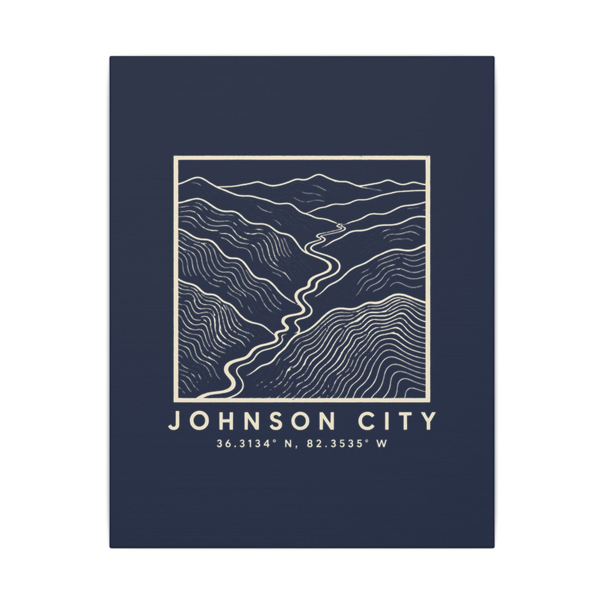 Johnson City Topo Map Canvas Print (Navy)