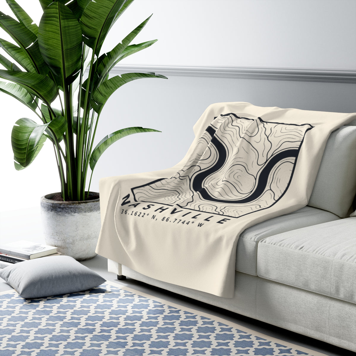 Nashville Topo Map Sherpa Blanket
