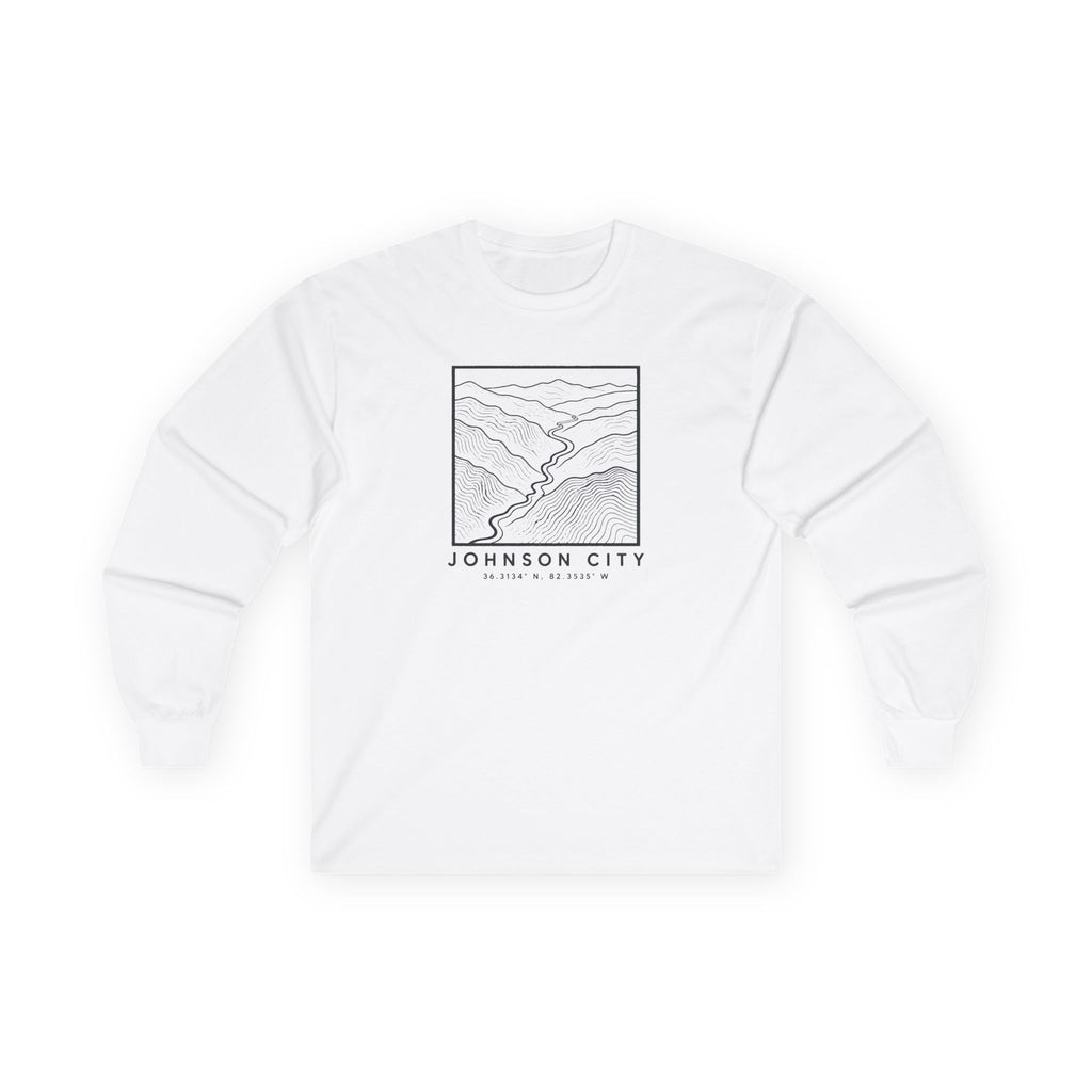 Johnson City Topo Map Long Sleeve T-Shirt