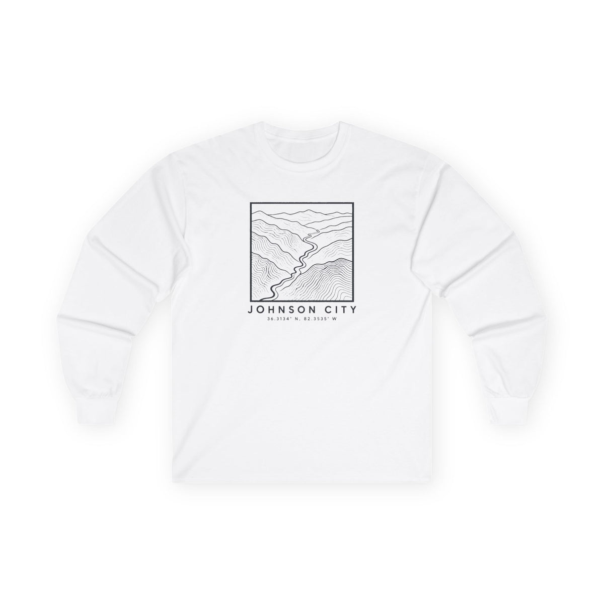 Johnson City Topo Map Long Sleeve T-Shirt