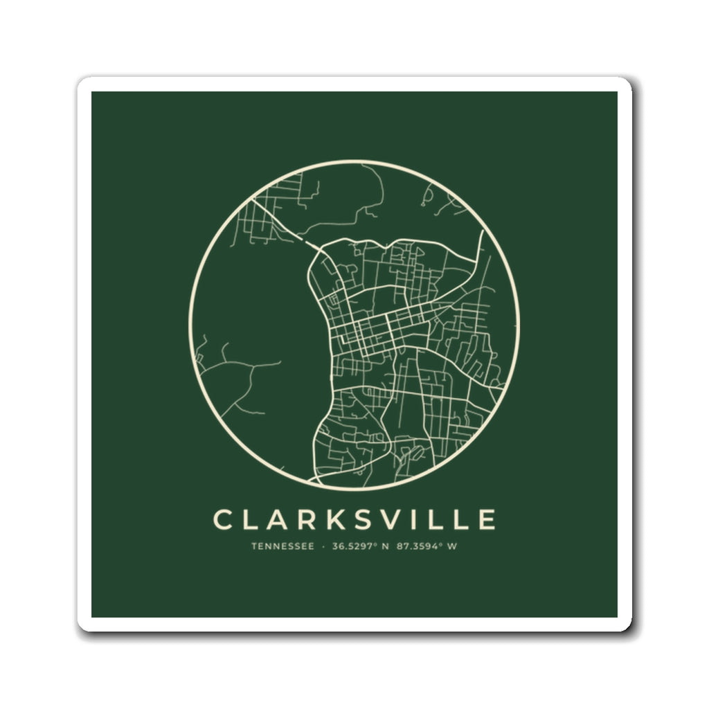 Clarksville Street Map Magnet (Forest Green)
