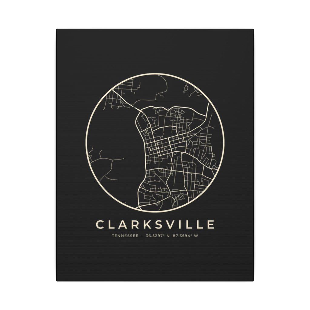 Clarksville Street Map Canvas Print (Black)