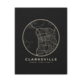Clarksville Street Map Canvas Print (Black)