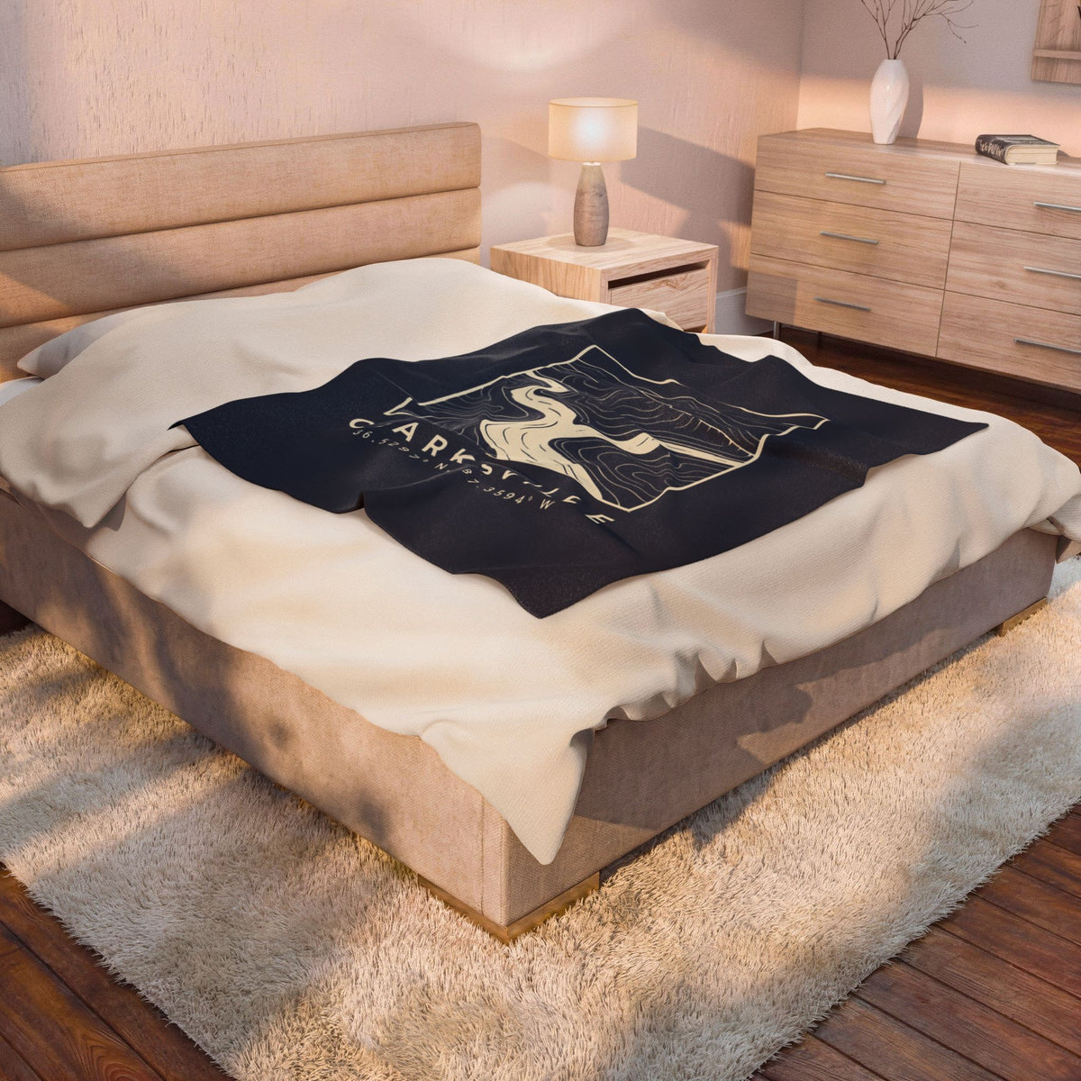 Clarksville Topo Map Blanket (Navy)