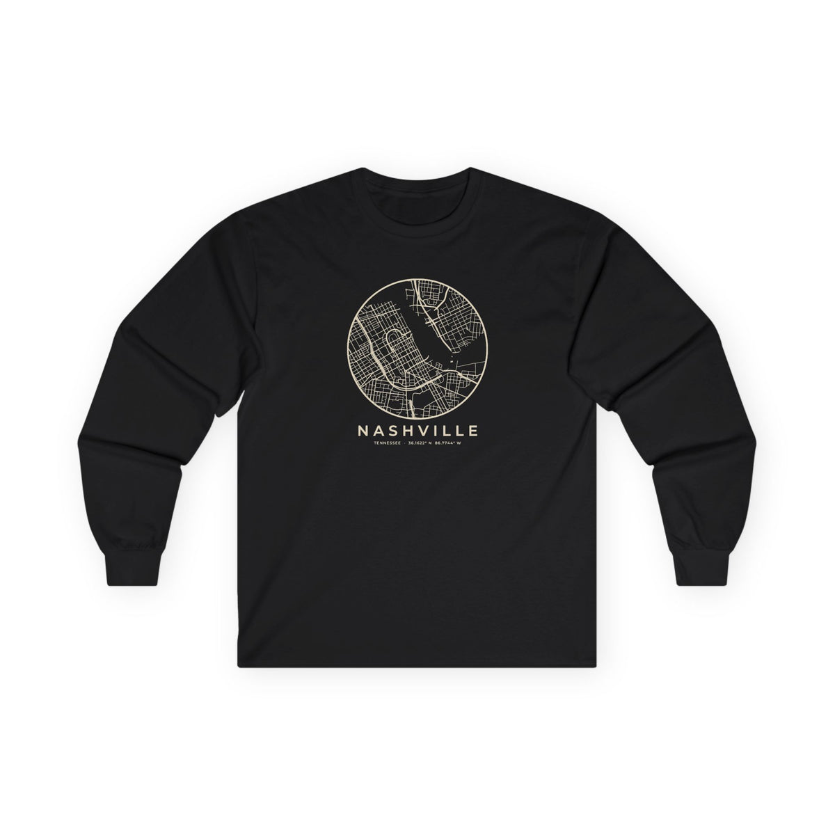 Nashville Street Map Long Sleeve T-Shirt