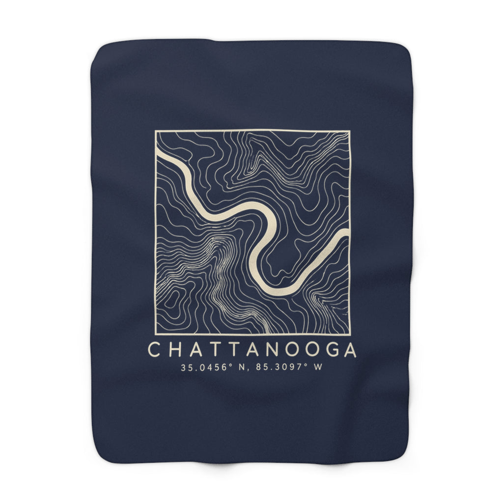 Chattanooga Topo Map Sherpa Blanket (Navy)