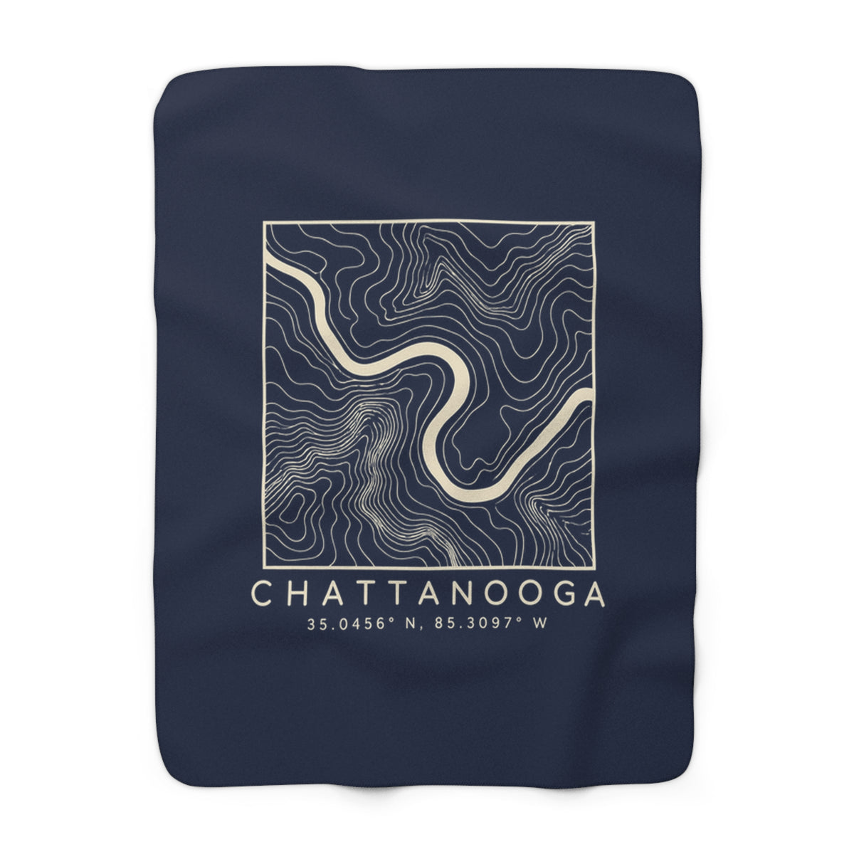 Chattanooga Topo Map Sherpa Blanket (Navy)