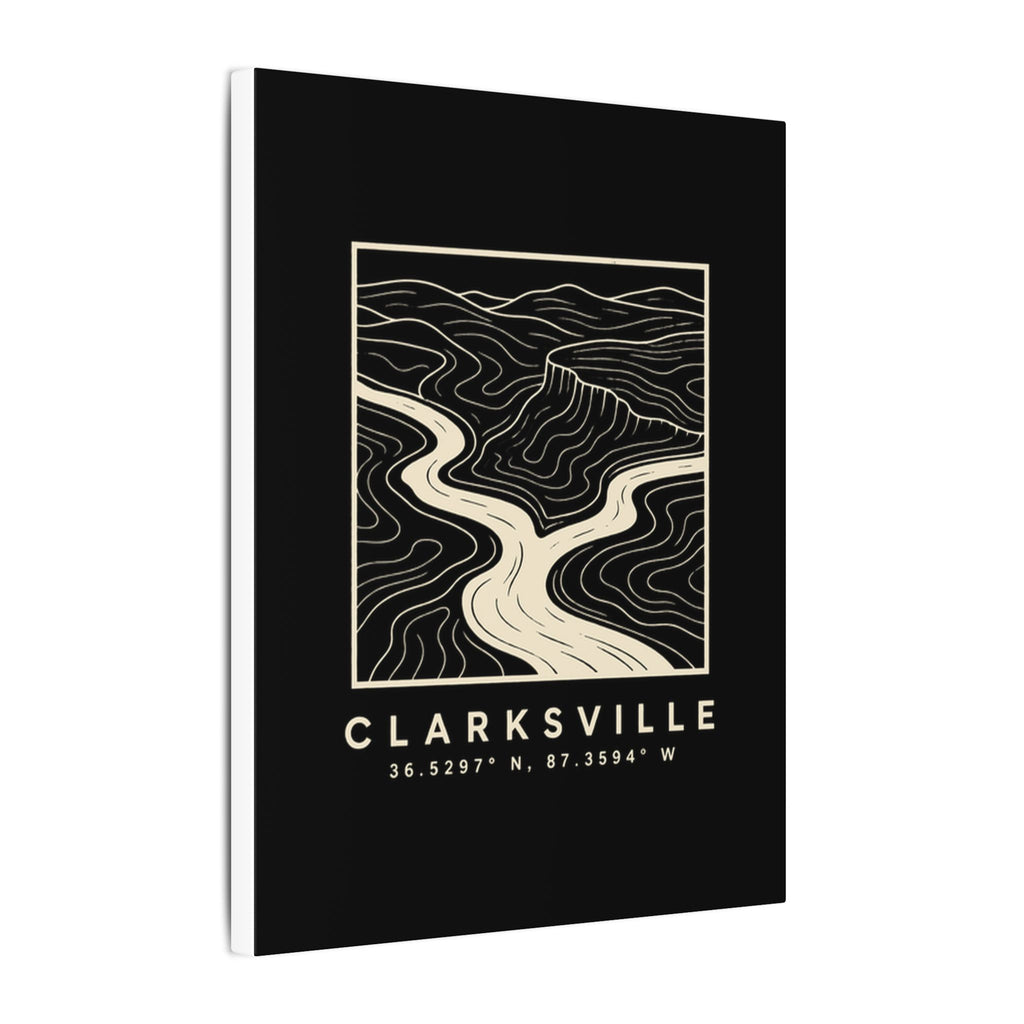 Clarksville Topo Map Canvas Print (Black)