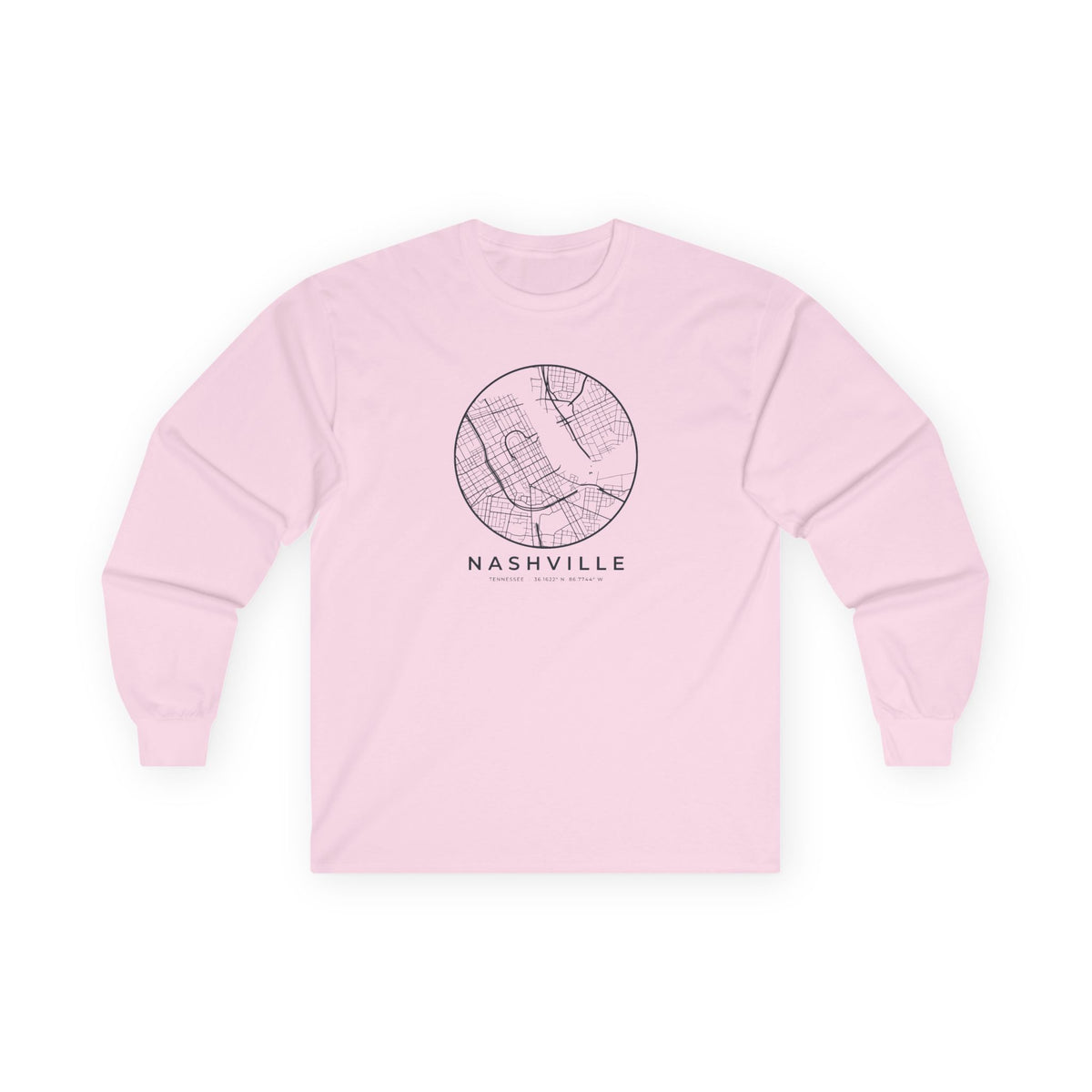 Nashville Street Map Long Sleeve T-Shirt