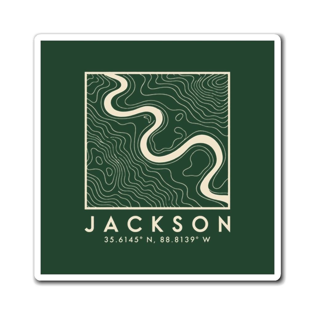 Jackson Topo Map Magnet (Forest Green)