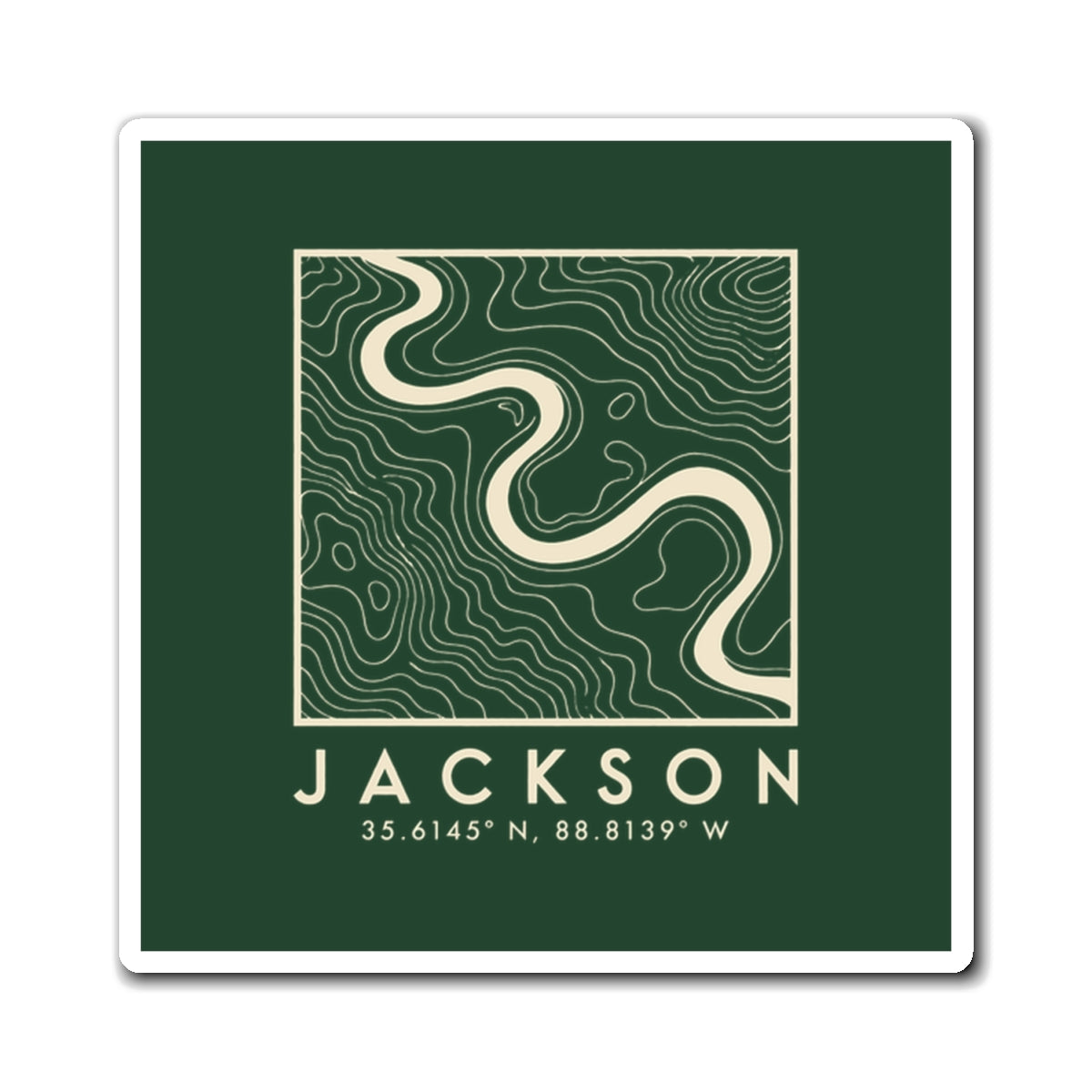 Jackson Topo Map Magnet (Forest Green)