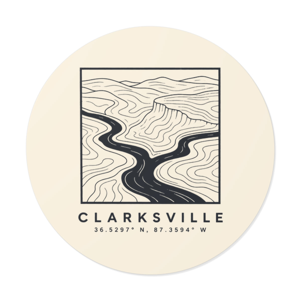Clarksville Topo Map Sticker