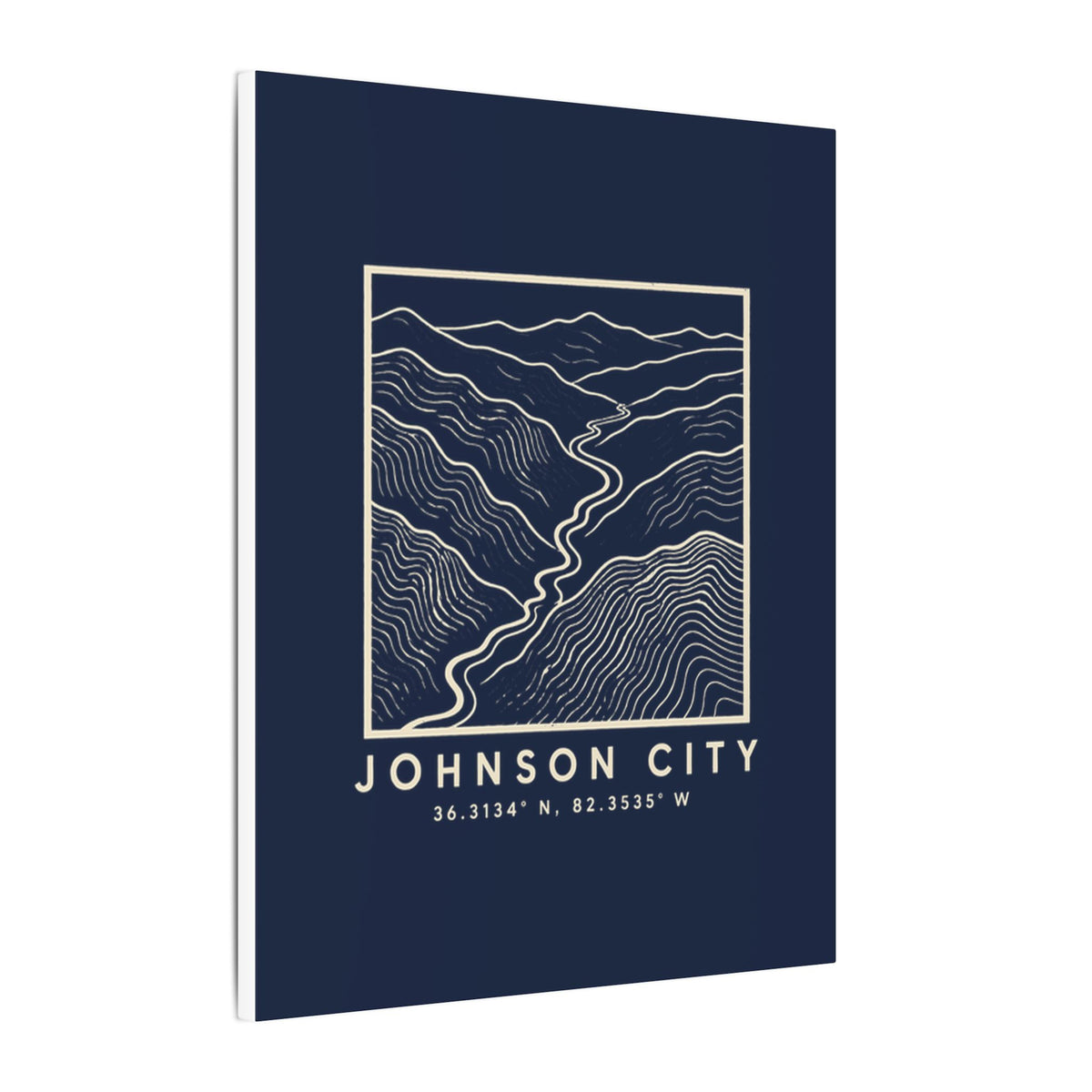 Johnson City Topo Map Canvas Print (Navy)
