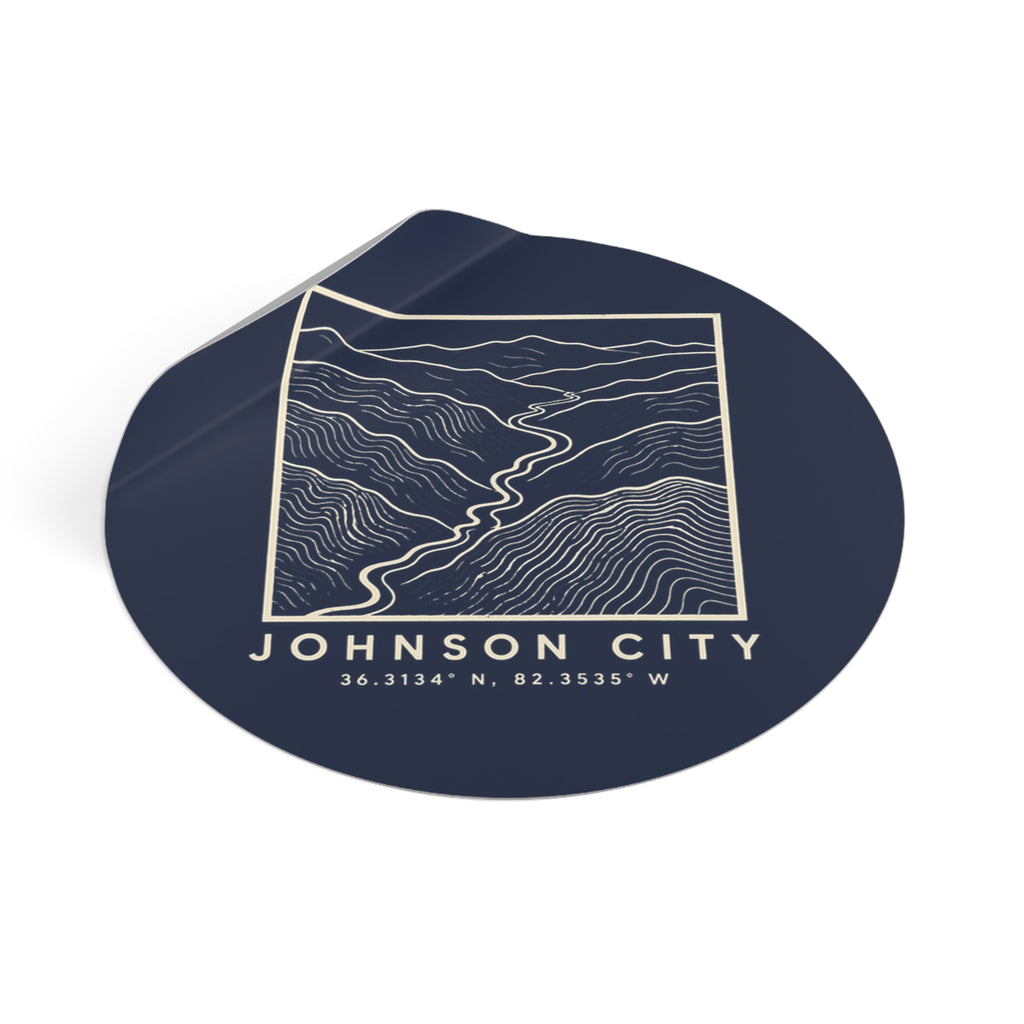 Johnson City Topo Map Sticker (Navy)